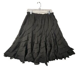 Back In The Saddle Ruffle Tiered Midi Skirt Sz M Black Whimsigoth Western Witchy
